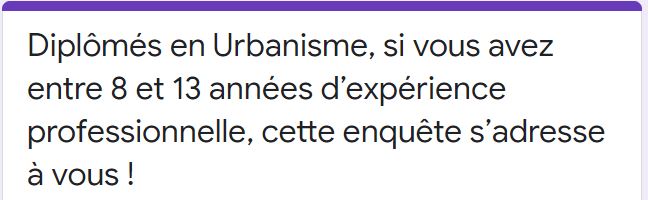 Enquête nationale menée par le CNJU sur les évolutions professionnelles des urbanistes de formation